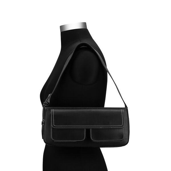 Fastrack Structured Shoulder Bag with Pockets in Black - image number 3