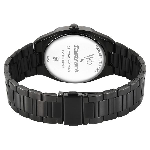 Vyb Nimbus By Fastrack Quartz Analog Purple Dial Black Metal Strap Watch For Guys - image number 5