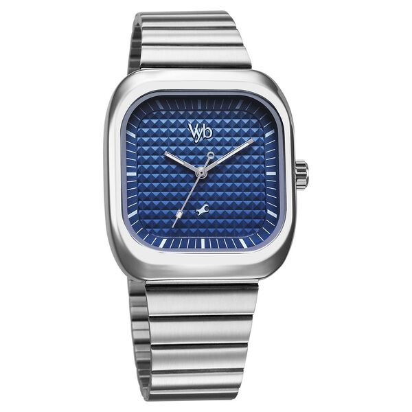 Fastrack Vyb Maverick Quartz Analog Blue Dial Silver Metal Strap Watch For Guys - image number 2