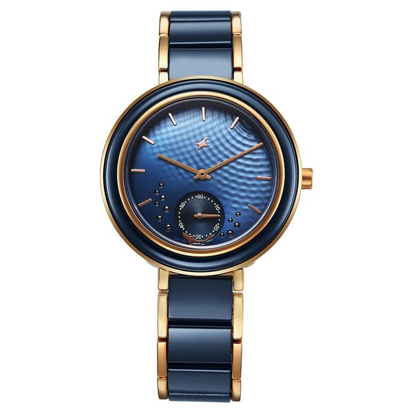 Fastrack Oceanyx - Ceramic Quartz Analog Blue Dial Two Toned Strap Watch For Girls - image number 0