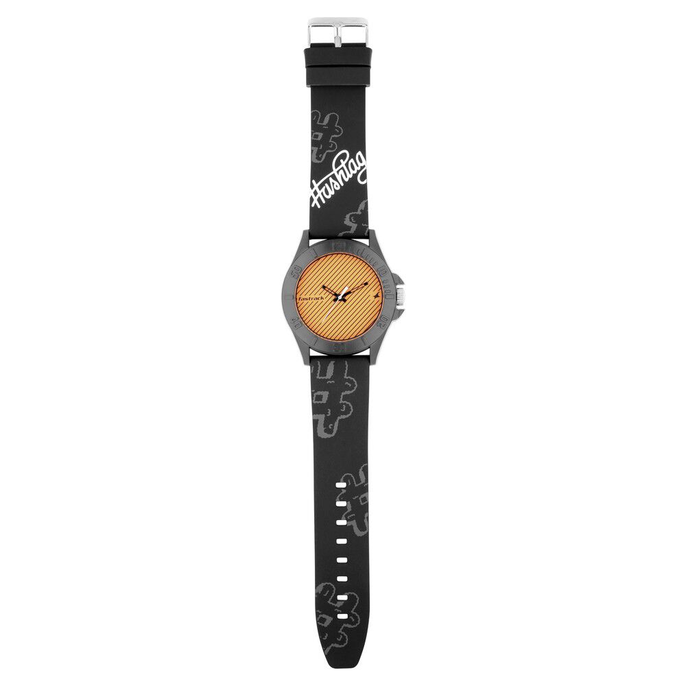 Buy Online Fastrack Hashtag Quartz Analog Orange Dial Silicone Strap Unisex Watch ns68013pp03 Fastrack