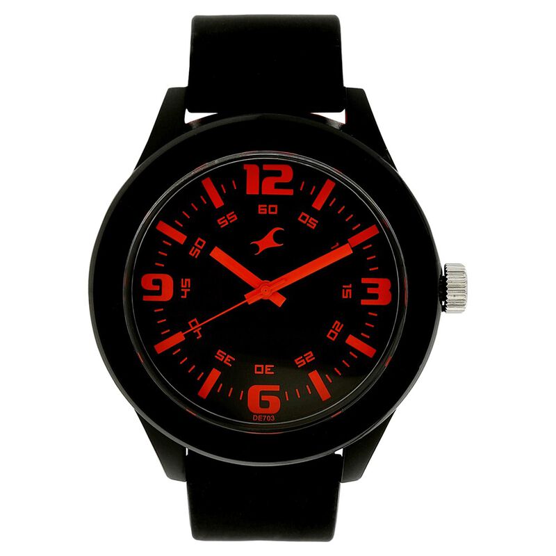Buy Online Fastrack Quartz Analog Black Dial Plastic Strap Watch for