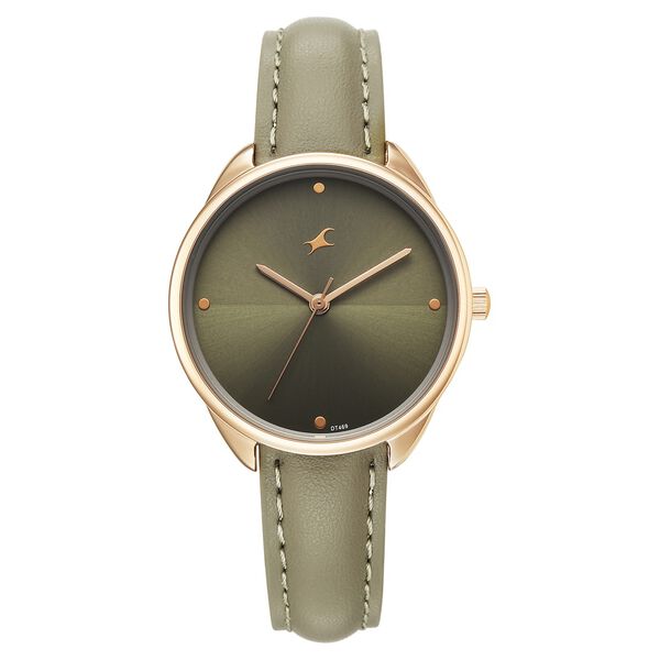 Fastrack Stunners Quartz Analog Green Dial Green Leather Strap Watch For Girls - image number 0