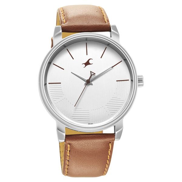 Fastrack Stunners Quartz Analog Silver Dial Leather Strap Watch for Guys - image number 0