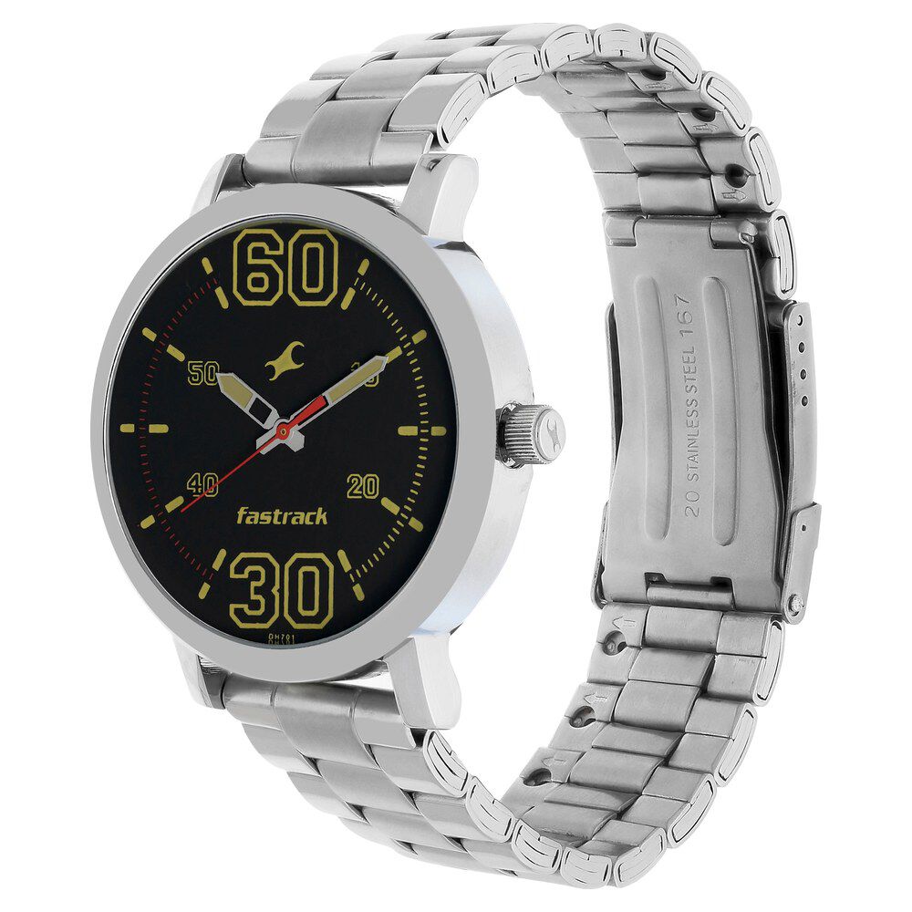 Fastrack Fundamentals Quartz Analog Black Dial Stainless Steel