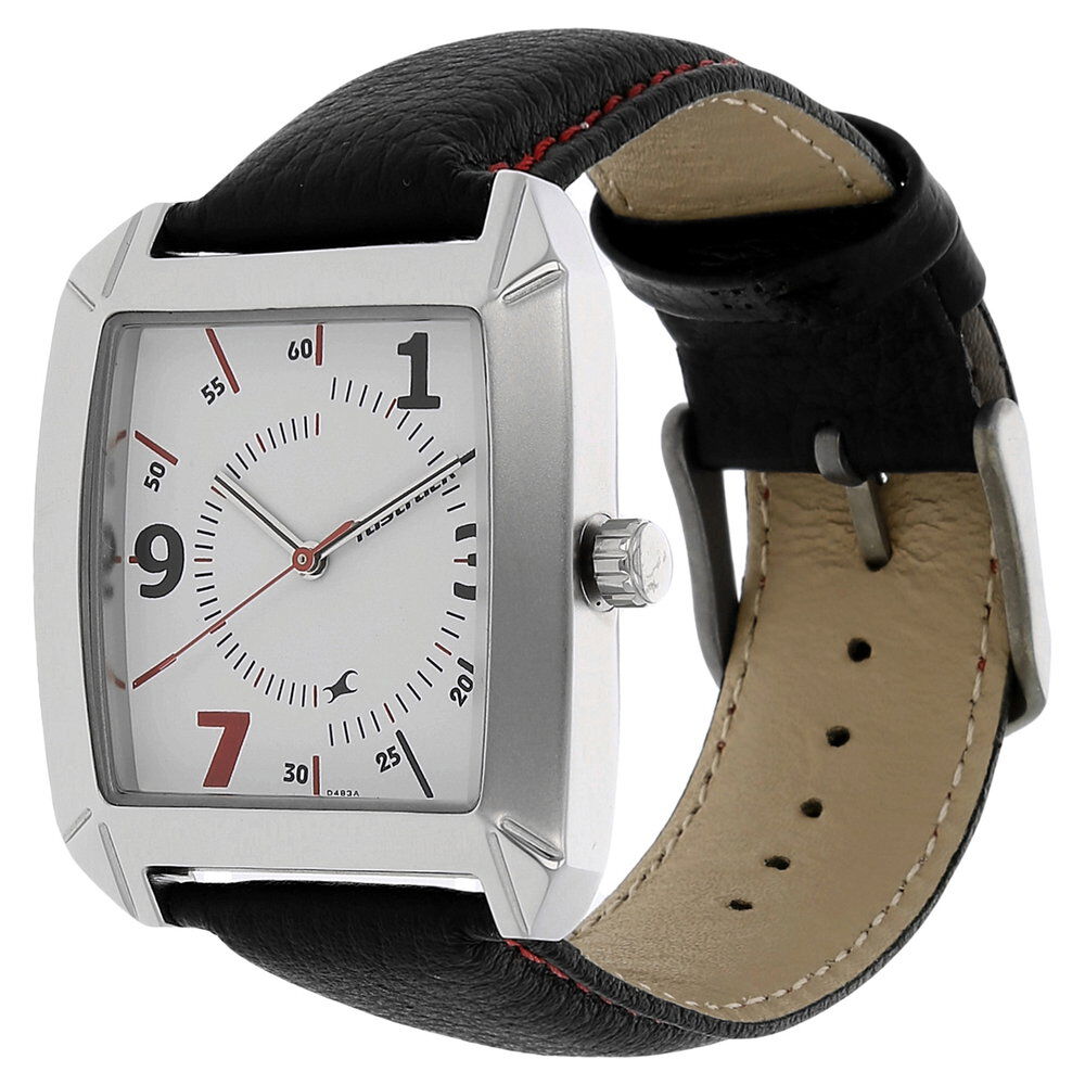 Buy Online Fastrack Quartz Analog White Dial Leather Strap Watch for Guys nk9336sl01 Fastrack