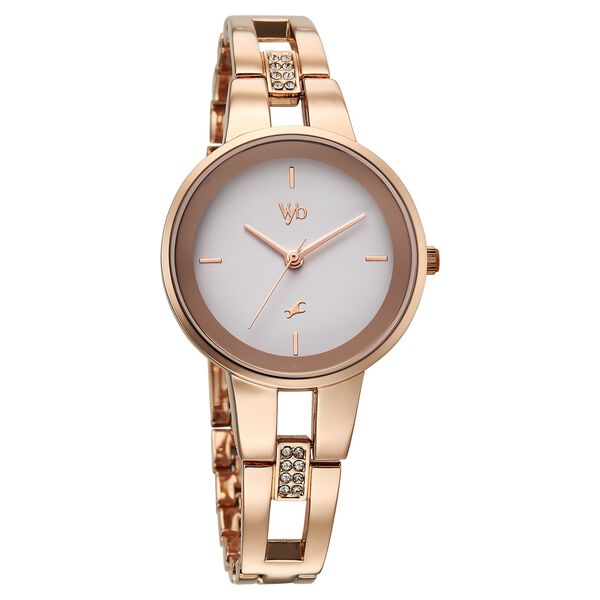 Vyb Halo By Fastrack Quartz Analog White Dial Metal Strap Watch For Girls - image number 1