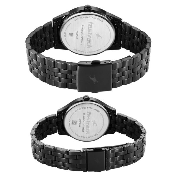 Fastrack Mixmatched Quartz Analog Black Dial With Black Metal Strap Watch For Couple - image number 4