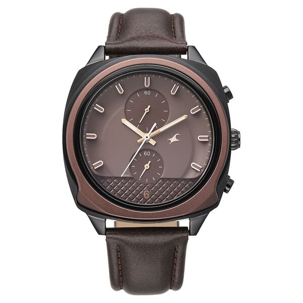 Fastrack Gelato Black chronograph watch with Chocolate dial for Guys - image number 0