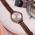 Vyb Spotlight By Fastrack Quartz Analog Silver Dial Rose Gold Metal Strap Watch For Girls