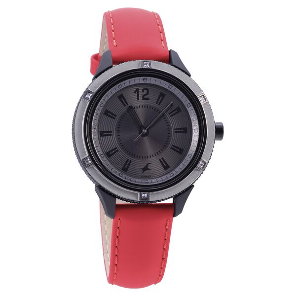 Fastrack Quartz Analog Anthracite Dial Leather Strap Watch for Girls - image number 0