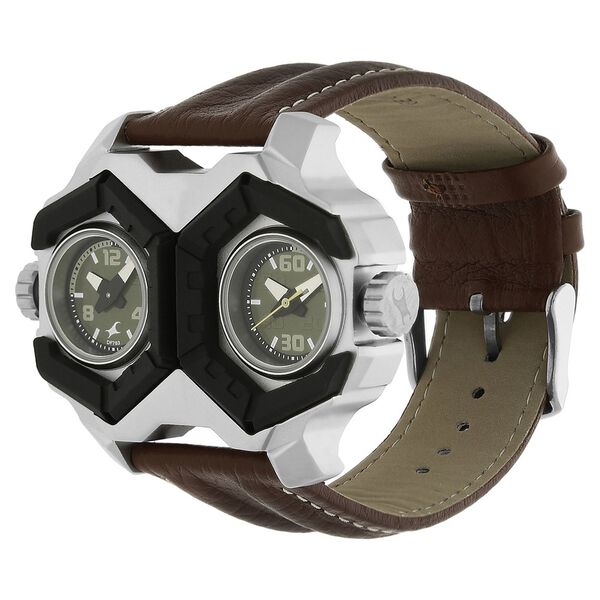 Fastrack Quartz Analog Green Dial Leather Strap Watch for Guys - image number 1