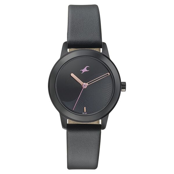 Fastrack Pulse Quartz Analog Black Dial Leather Strap Watch for Girls - image number 1
