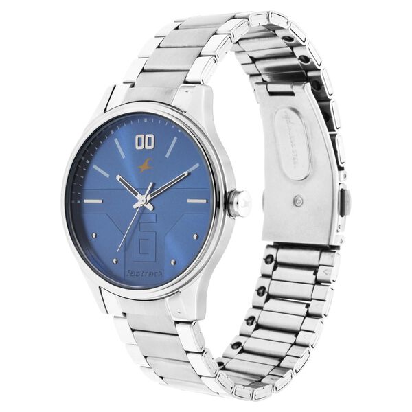 Fastrack Bare Basics Quartz Analog Blue Dial Stainless Steel Strap Watch for Guys - image number 3