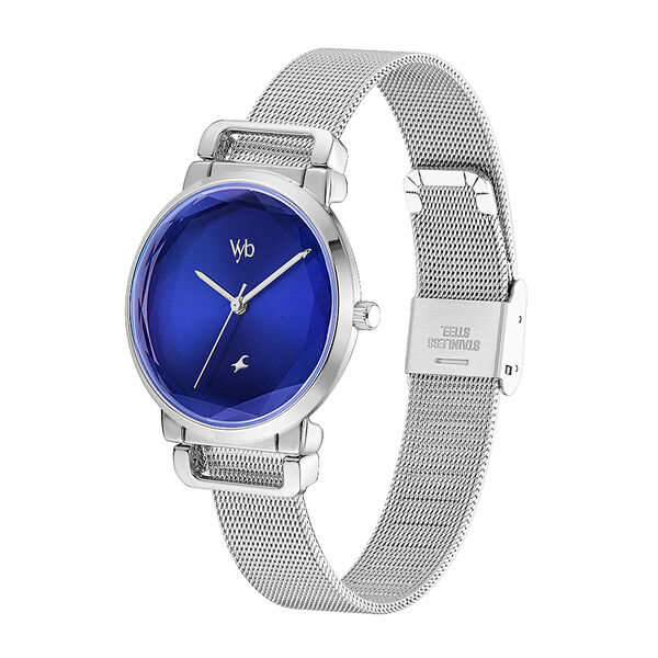 Fastrack Vyb Classique Quartz Analog Blue Dial Stainless Steel Strap Watch for Girls - image number 3
