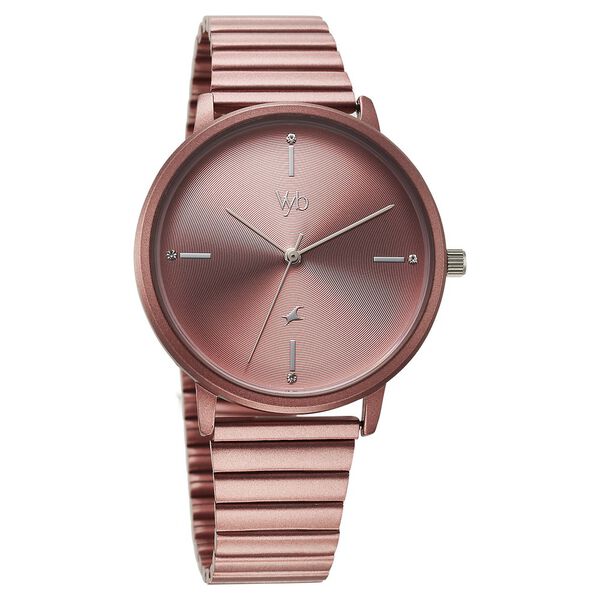 Vyb Bliss By Fastrack Quartz Analog Pink Dial Metal Strap Watch For Girls - image number 1