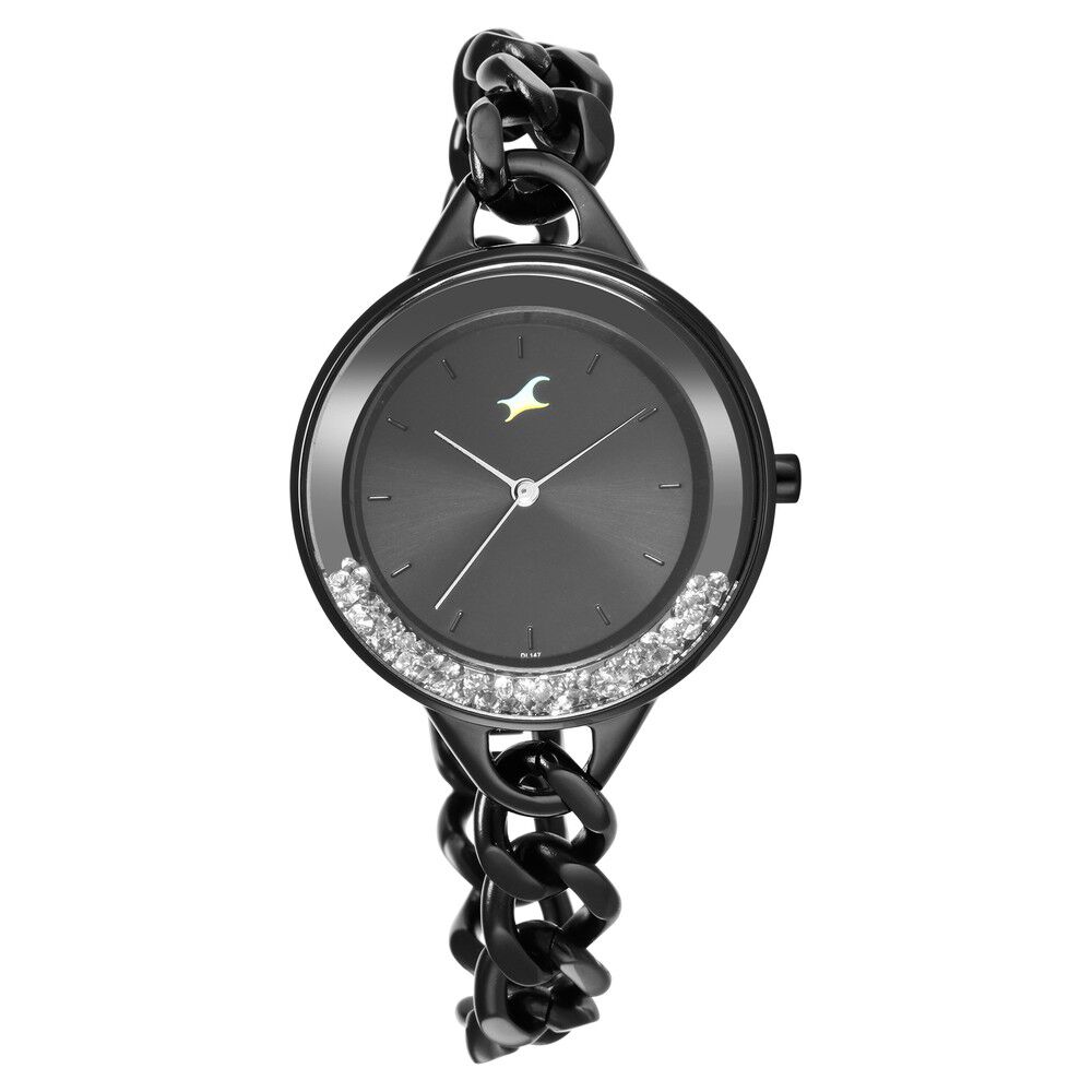 Fastrack black metal watches for womens top