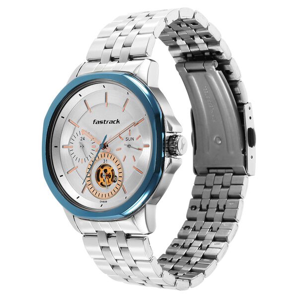 Fastrack Exuberant Quartz Multifunction Silver Dial Stainless Steel Strap Watch for Guys - image number 3