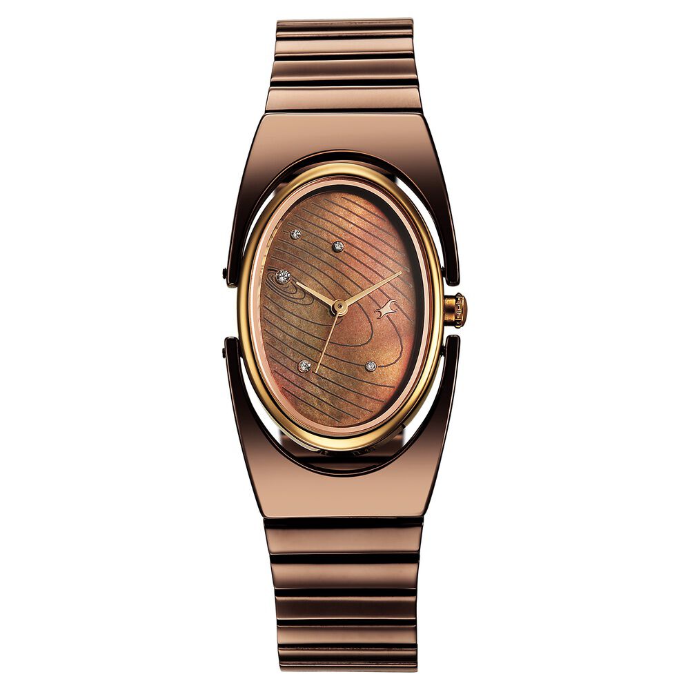 メル41904 Buy Online Fastrack UFO Quartz Analog Brown Mother Of Pearl Dial