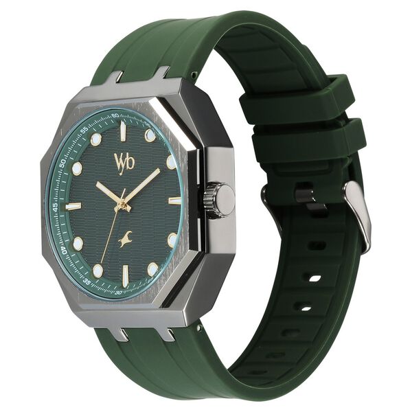 Vyb Rebel By Fastrack Quartz Analog Green Dial Silicone Strap Watch For Guys - image number 3