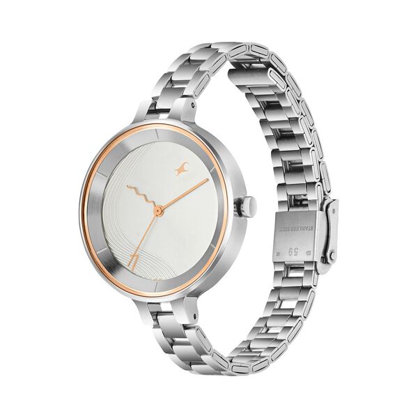 Fastrack Stunners Quartz Analog Silver dial Stainless Steel Strap Watch for Girls - image number 2