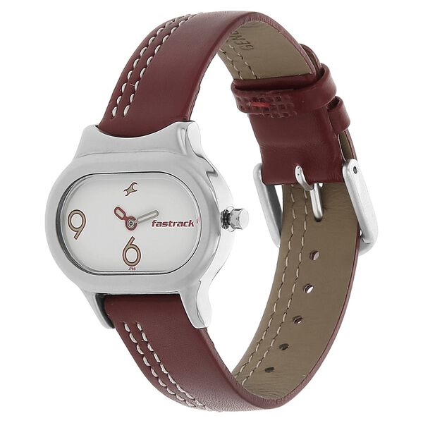 Fastrack Quartz Analog White Dial Leather Strap Watch for Girls - image number 1