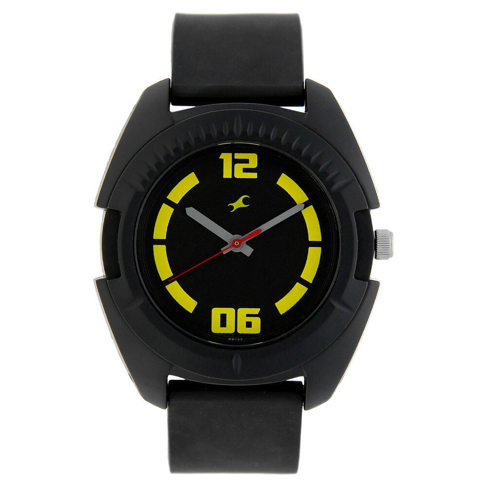 Fastrack Quartz Analog Black Dial PU Strap Watch for Guys