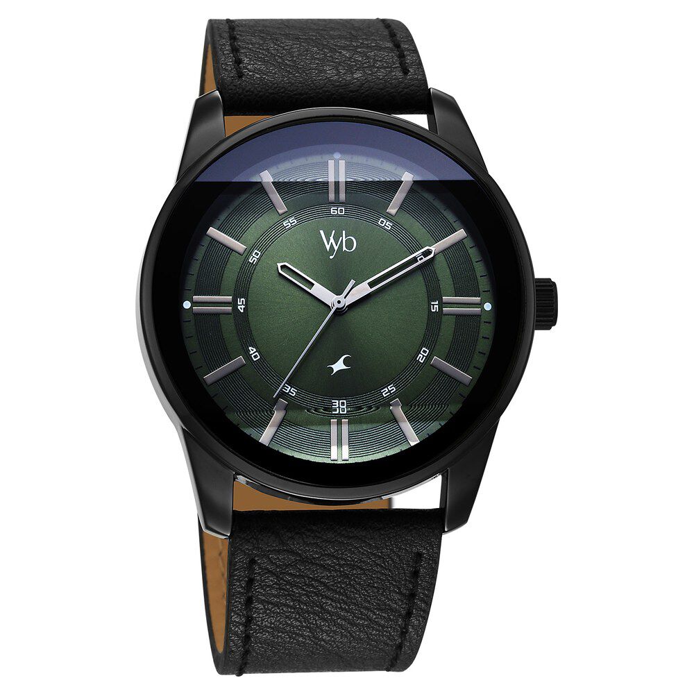 Buy Online Vyb Drift By Fastrack Quartz Analog Green Dial Leather