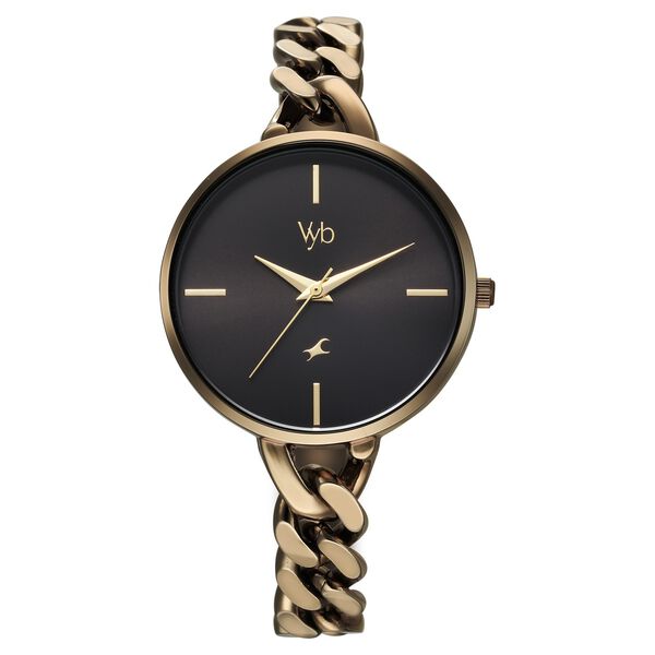 Vyb Spotlight By Fastrack Quartz Analog Black Dial Metal Strap Watch For Girls - image number 2