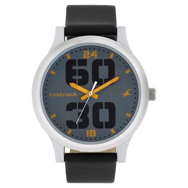 Fastrack Bold Quartz Analog Grey Dial Leather Strap Watch for Guys - image number 0