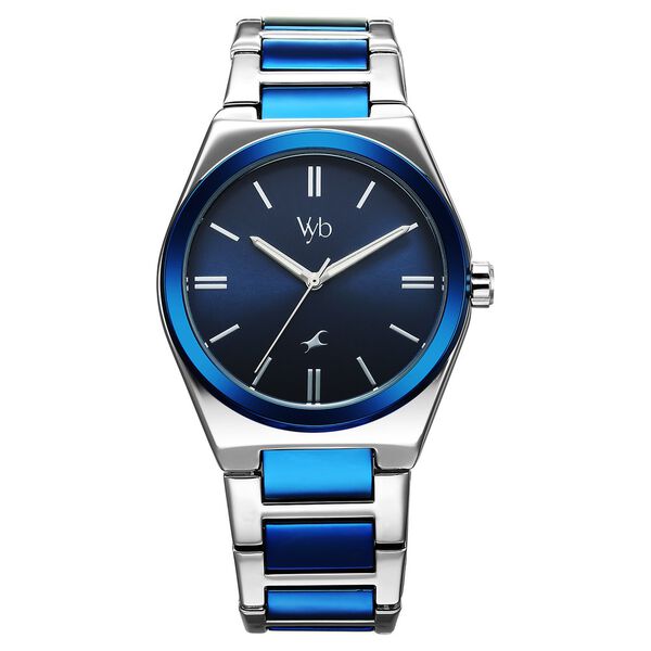 Fastrack Vyb Nimbus Quartz Analog Blue Dial Two Toned Color Metal Strap Watch For Guys - image number 1