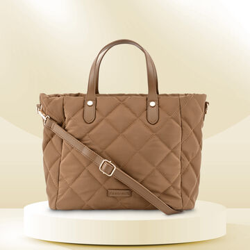 Fastrack Quilted Nylon Tote in Tan