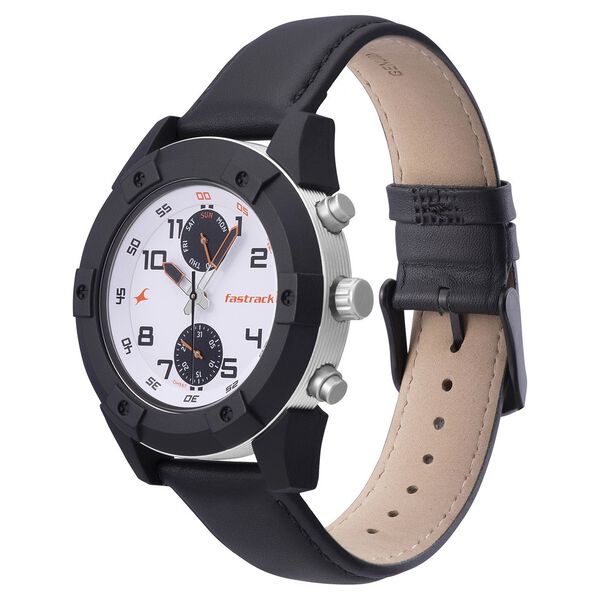 Fastrack Modular Quartz Analog White Dial Leather Strap Watch for Guys - image number 2