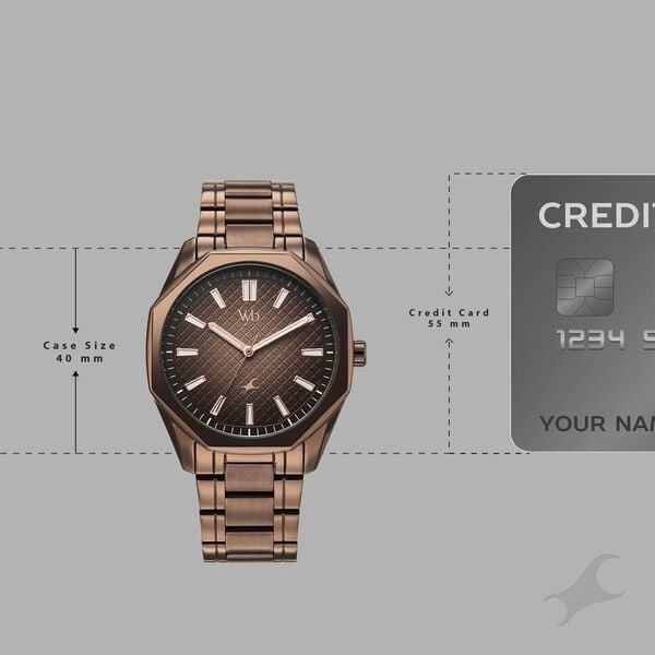Vyb Quest By Fastrack Quartz Analog Brown Dial Brown Metal Strap Watch For Guys - image number 3