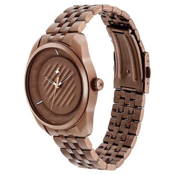 Fastrack Crush Quartz Analog Brown Dial Stainless Steel Strap Watch for Guys - image number 2