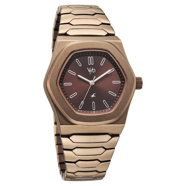 Vyb Limitless By Fastrack Quartz Analog Brown Dial Brown Metal Strap Watch For Guys - image number 1