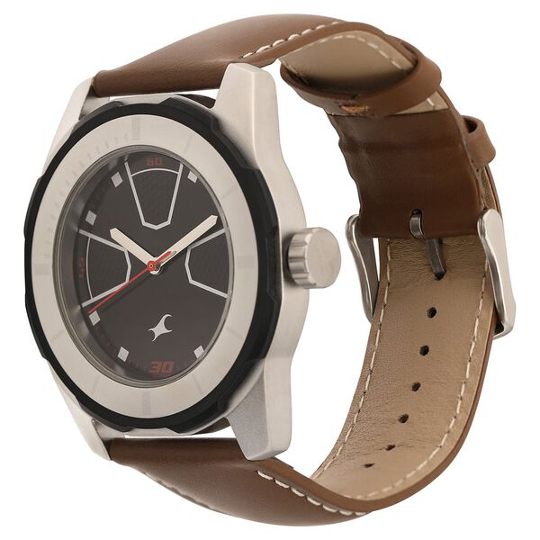 Fastrack Quartz Analog Black Dial Leather Strap Watch for Guys - image number 2