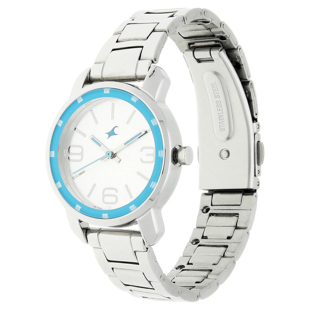 Fastrack Quartz Analog Silver Dial Stainless Steel Strap Watch for