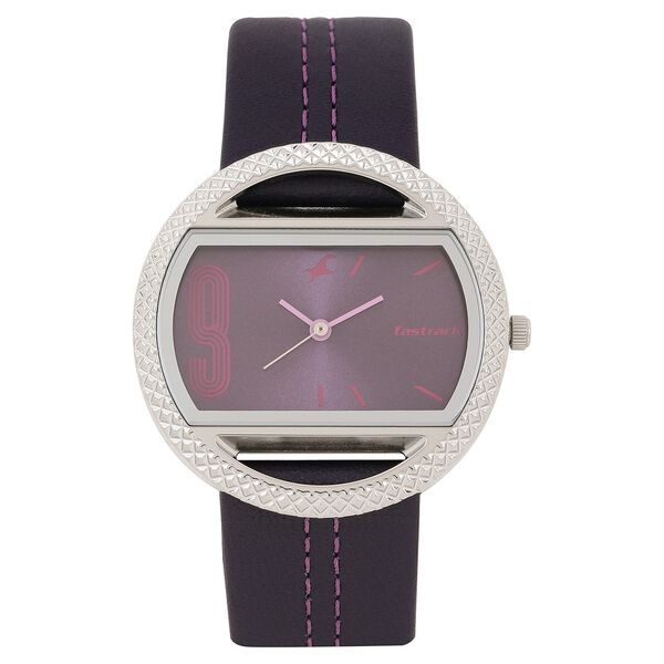 Fastrack Quartz Analog Purple Dial Leather Strap Watch for Girls - image number 0