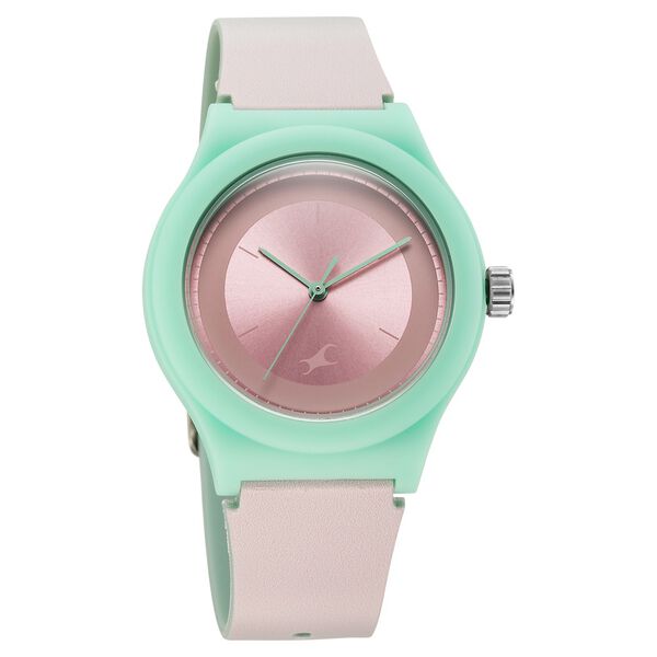 Fastrack Tees Urbanique Quartz Analog Pink Dial PU Strap watch For Girls - image number 1