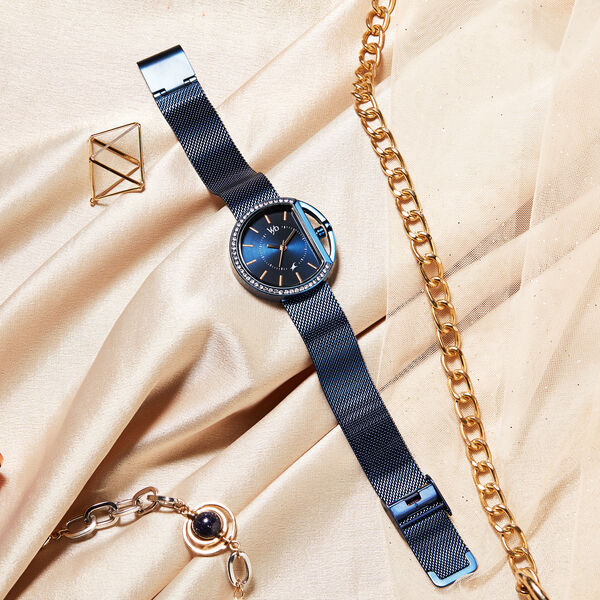 Fastrack Vyb Showstopper Quartz Analog Blue Dial Stainless Steel Strap Watch for Girls - image number 2