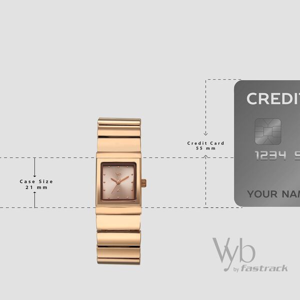Vyb Successor By Fastrack Quartz Analog Rose Gold Dial Rose Gold Metal Strap Watch For Girls - image number 3