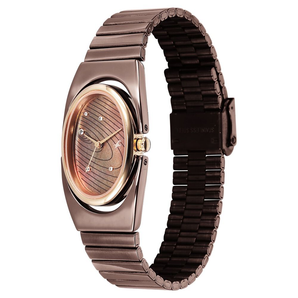 Buy Online Fastrack UFO Quartz Analog Brown Mother Of Pearl Dial