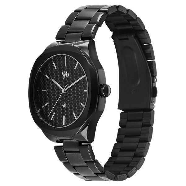 Vyb Challenger By Fastrack Quartz Analog Black Dial Black Stainless Steel Strap Watch For Guys - image number 4