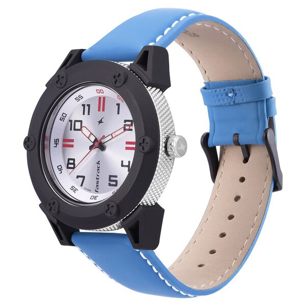 Fastrack Modular Quartz Analog Silver Dial Leather Strap Watch for Guys - image number 2