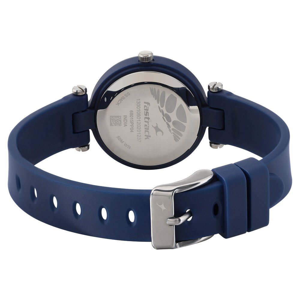 Buy Online Fastrack Trendies Quartz Analog White Dial Silicone Strap Watch for Girls 68015pp04 p Fastrack