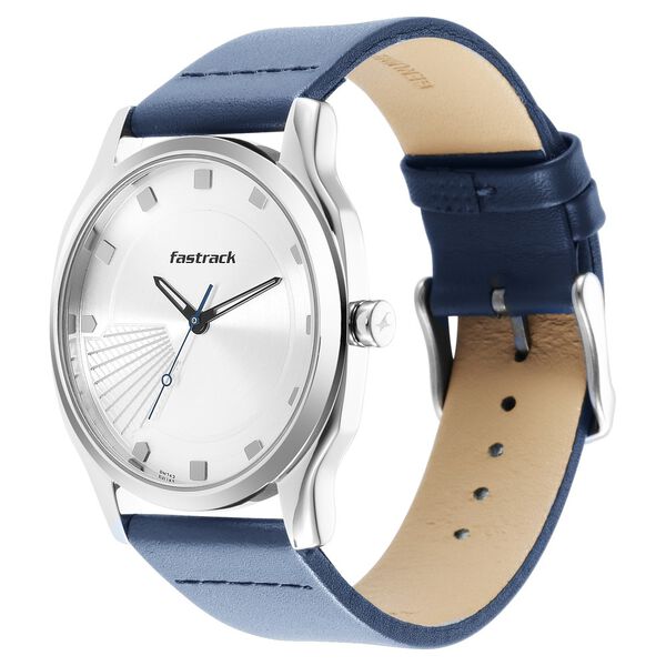 Fastrack Stunners Quartz Analog Silver Dial Leather Strap Watch for Guys - image number 3