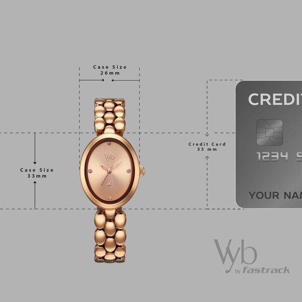 Vyb Enigma By Fastrack Quartz Analog Rose Gold Dial Rose Gold Metal Strap Watch For Girls - image number 3