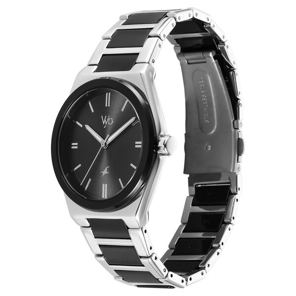 Fastrack Vyb Nimbus Quartz Analog Black Dial Two Toned Color Metal Strap Watch For Guys - image number 3