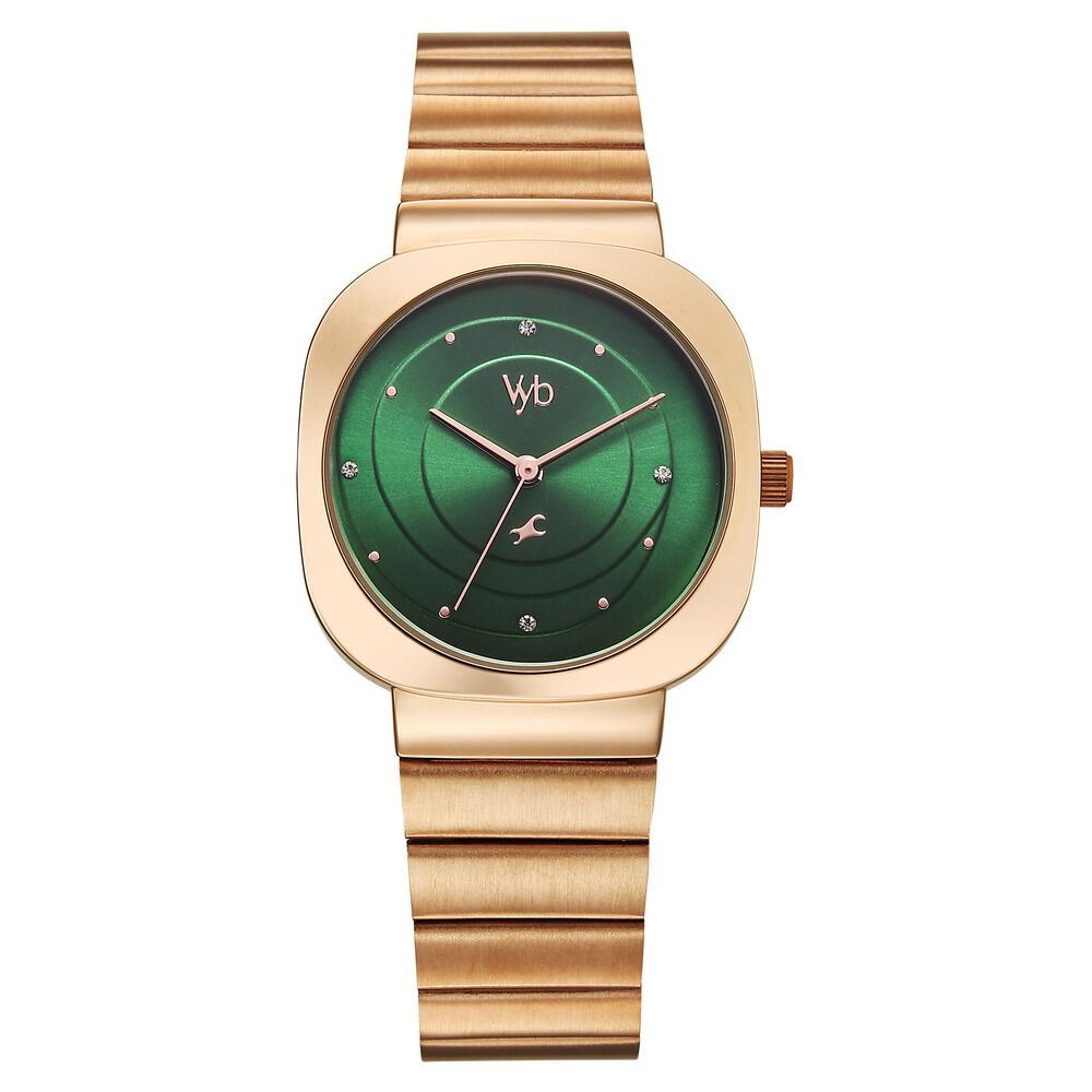 Buy Online Fastrack Vyb Mirage Quartz Analog Green Dial Metal